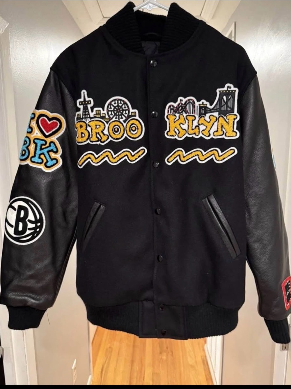 Black Brooklyn Patch Varsity Jacket